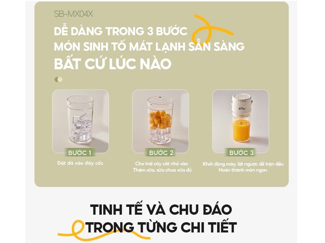 Máy xay sinh tố cầm tay Bear SB-MX04X