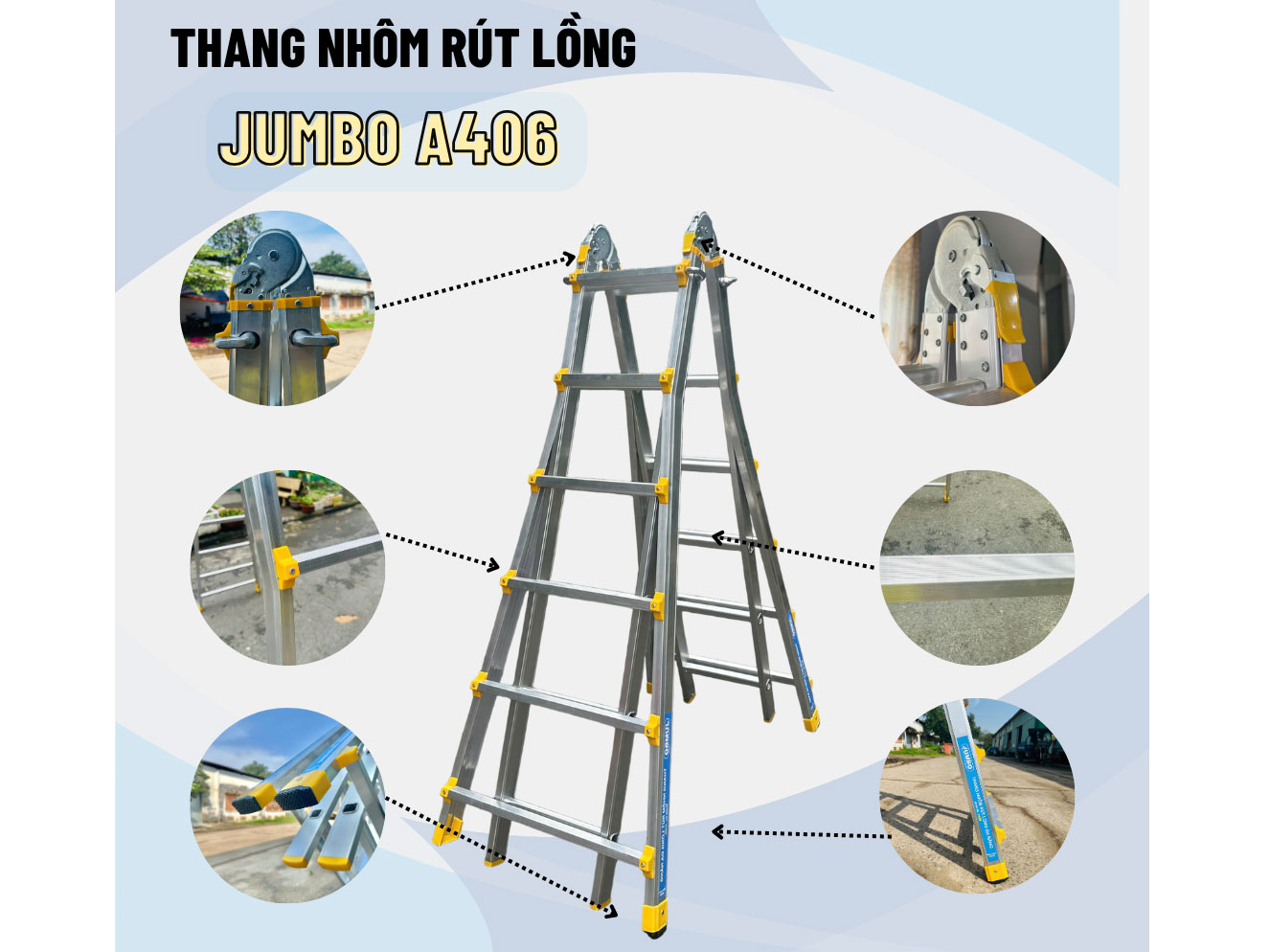 Thang nhôm rút lồng Jumbo A406