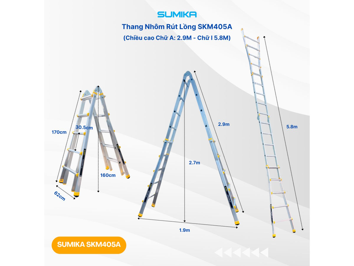 Thang nhôm rút lồng Sumika SKM405A