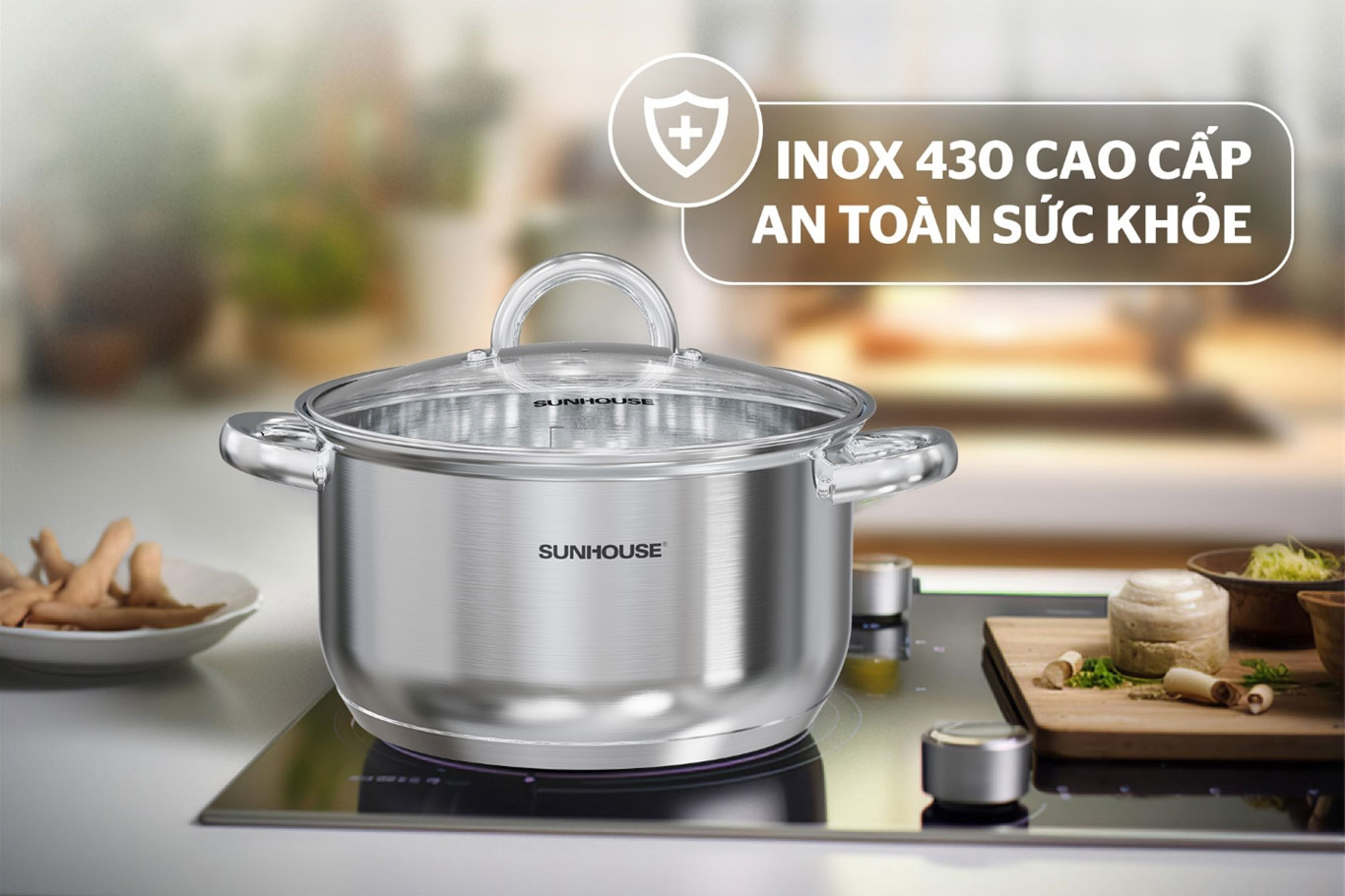 Bộ nồi inox 3 đáy Sunhouse SHG361