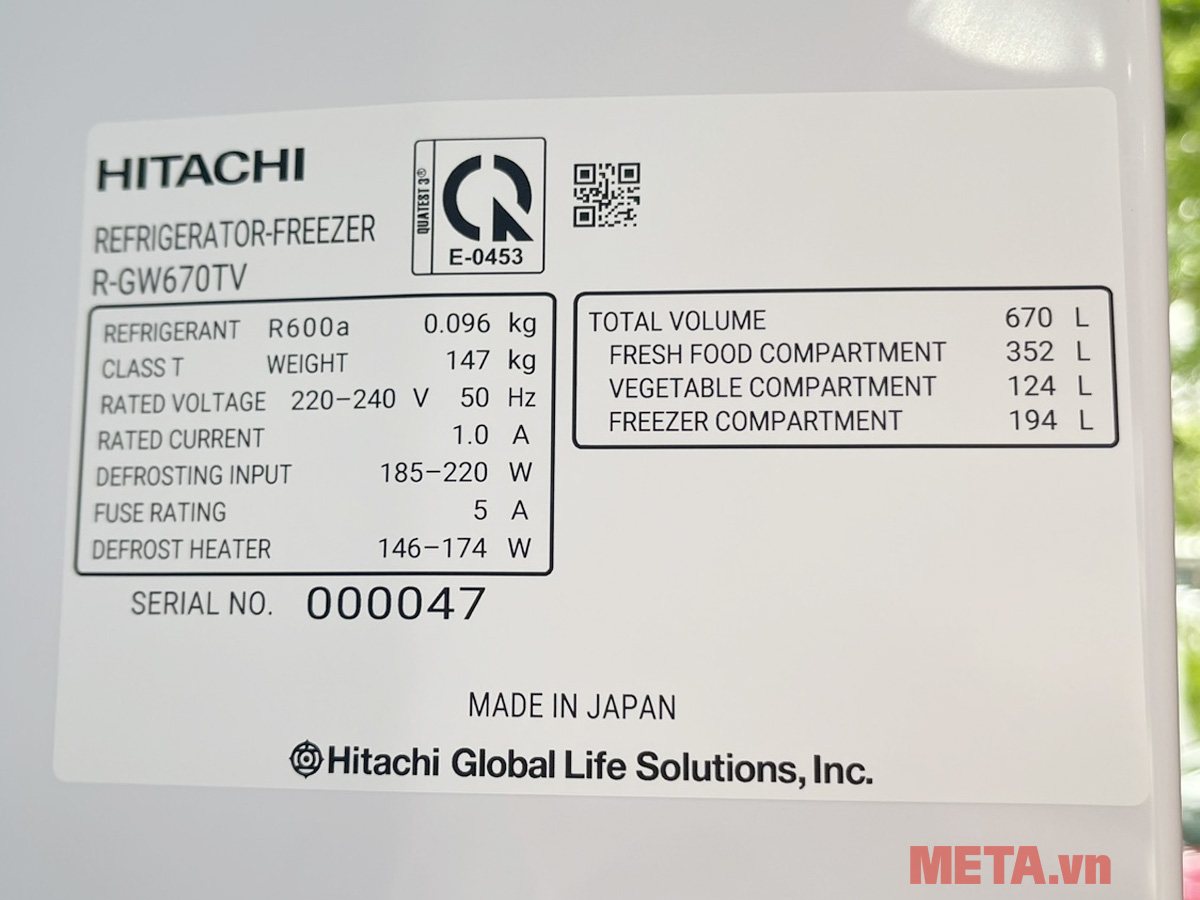 Tủ lạnh Hitachi Inverter 670 lít R-GW670TV