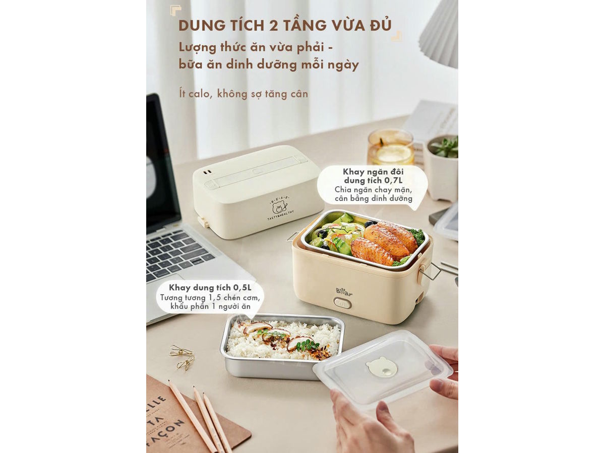 Hộp cơm điện Bear LB-4H12C 1.2 lít