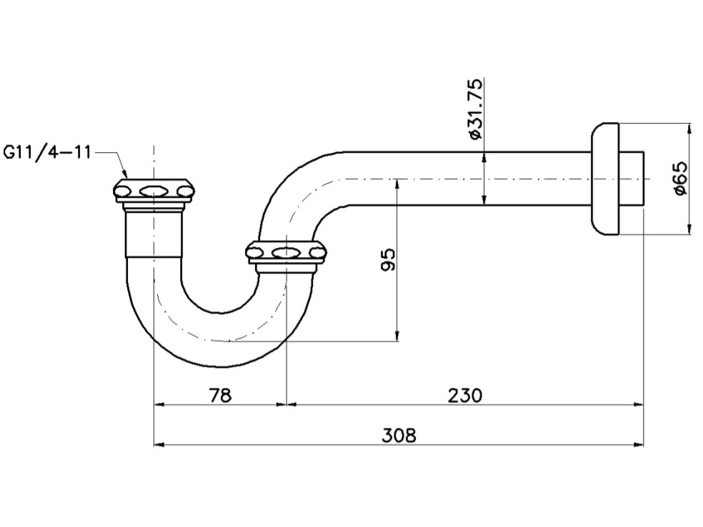 Ống xả nước co chữ P Toto TVLF401 (308mm)
