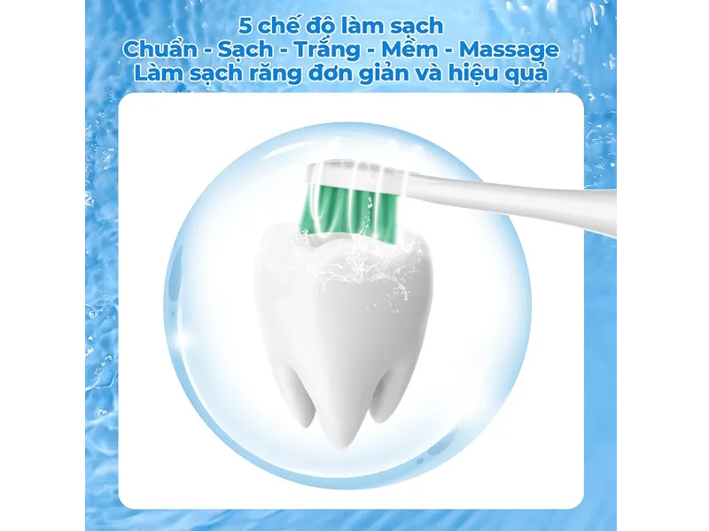 Máy tăm nước kết hợp bàn chải điện 2 trong 1 H2OFloss HF-S01 - Màu trắng