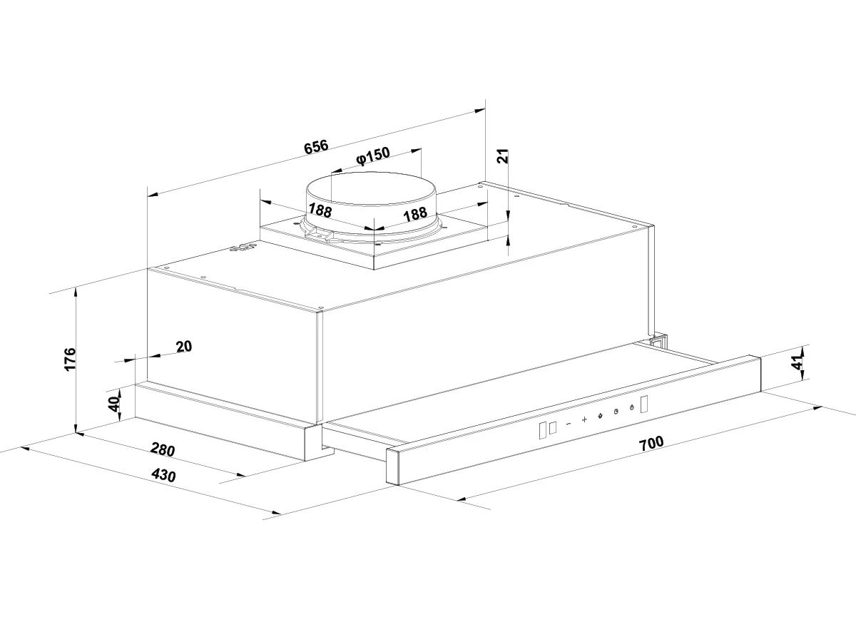 Máy hút mùi âm tủ Hafele HC-H7032TB (538.86.098)