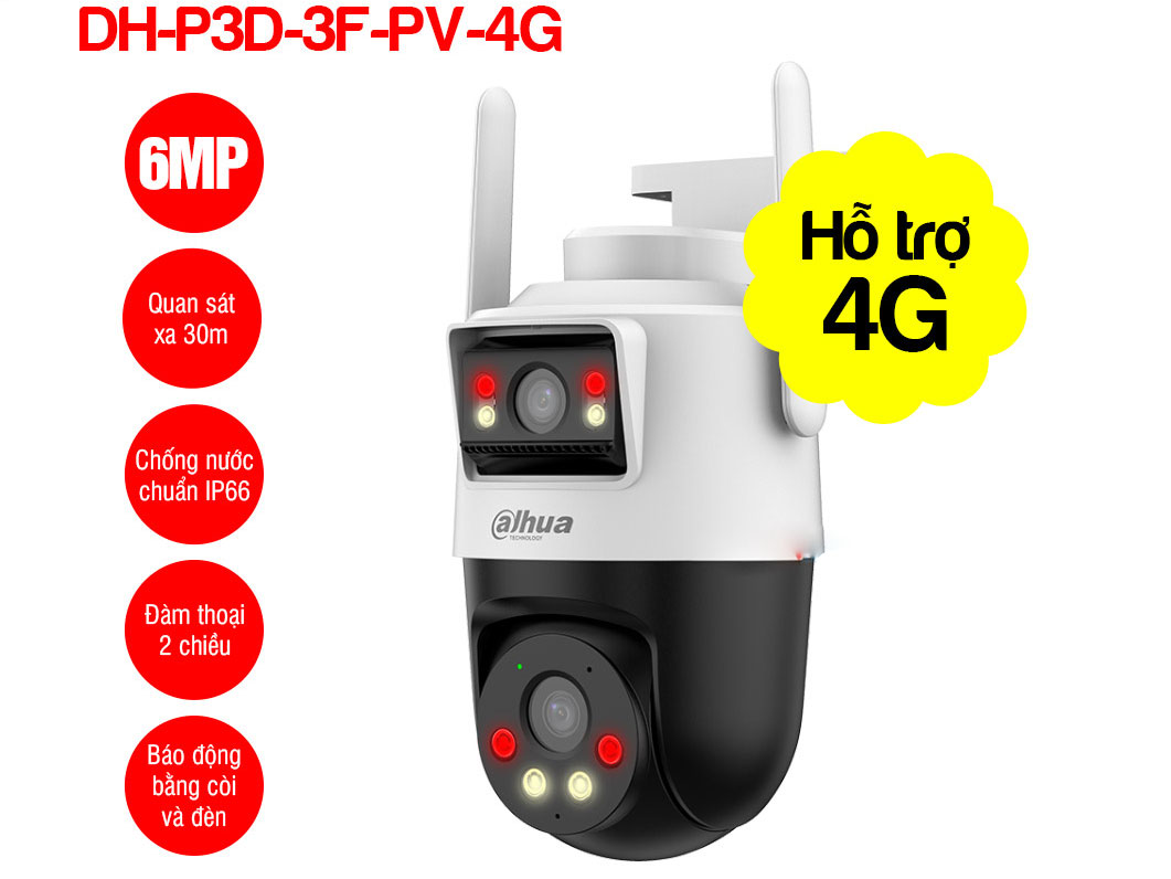 Camera IP 4G 6MP Dahua DH-P3D-3F-PV-4G