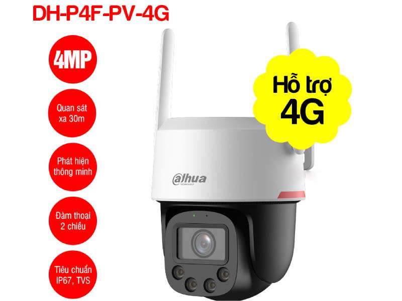 Camera IP 4G 4MP Dahua DH-P4F-PV-4G