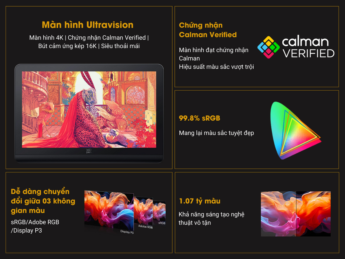 XP-Pen Artist Pro 19 (Gen 2) - Bảng vẽ màn hình 4K chuẩn màu Calman Verified