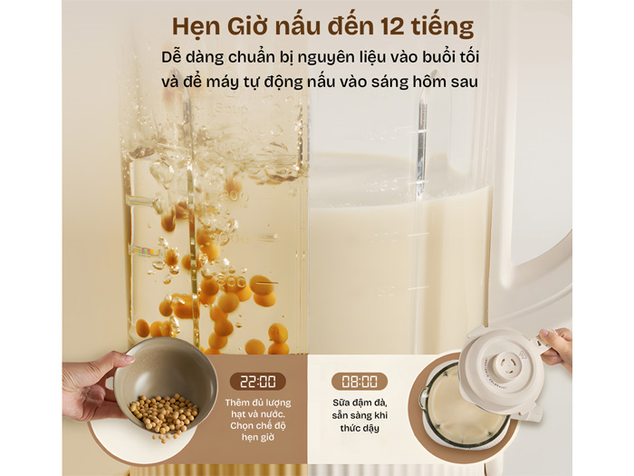 Hẹn giờ nấu Máy làm sữa hạt đa năng Fujihome SM01A