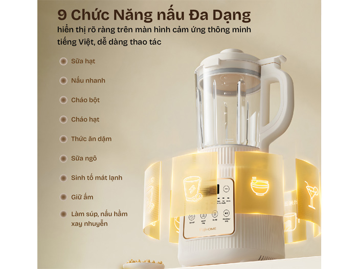 Đa dạng chức năng nấu Máy làm sữa hạt đa năng Fujihome SM01A