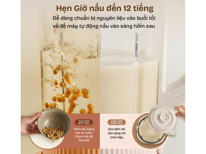 Máy có hẹn giờ nấu Máy làm sữa hạt đa năng Fujihome SM01B