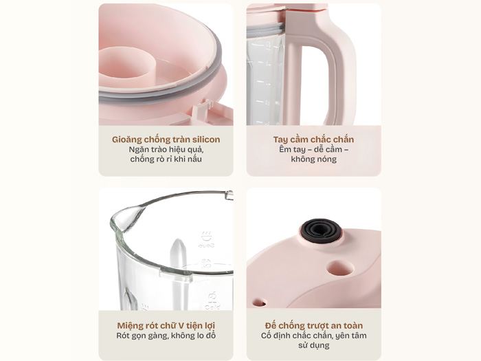 Thiết kế chống tràn Máy làm sữa hạt đa năng Fujihome SM01B