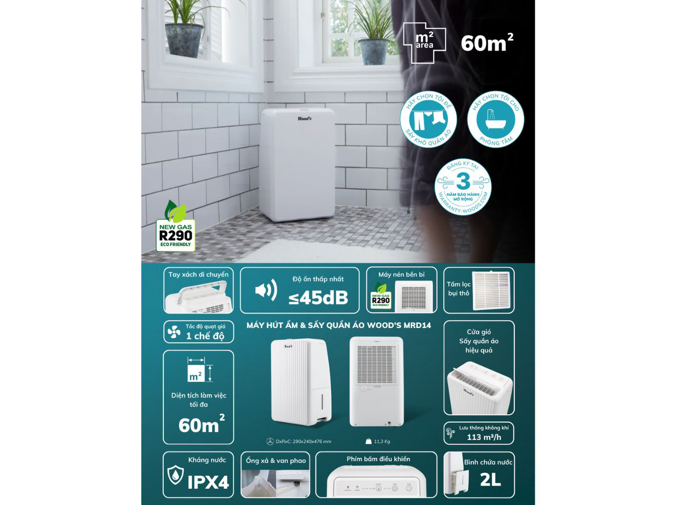 Máy hút ẩm Woods MRD14