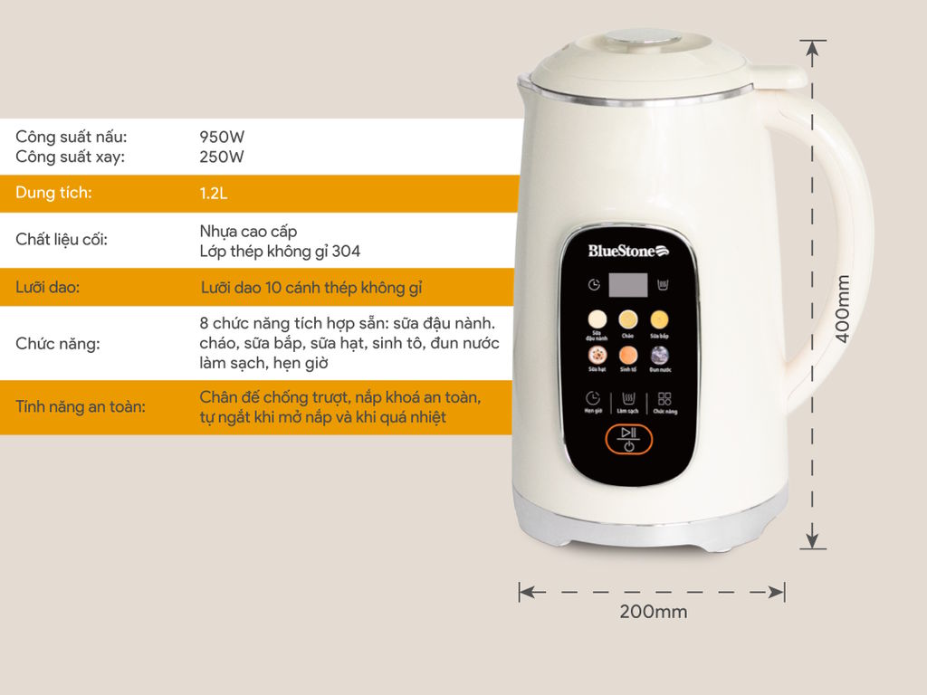 Máy làm sữa hạt đa năng Bluestone SMB-7331 (1.2 lít, 950W)