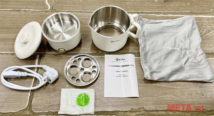 Trọn bộ sản phẩm Ấm siêu tốc gấp gọn E-Pro VEP-EKT-SS02(ZDP)