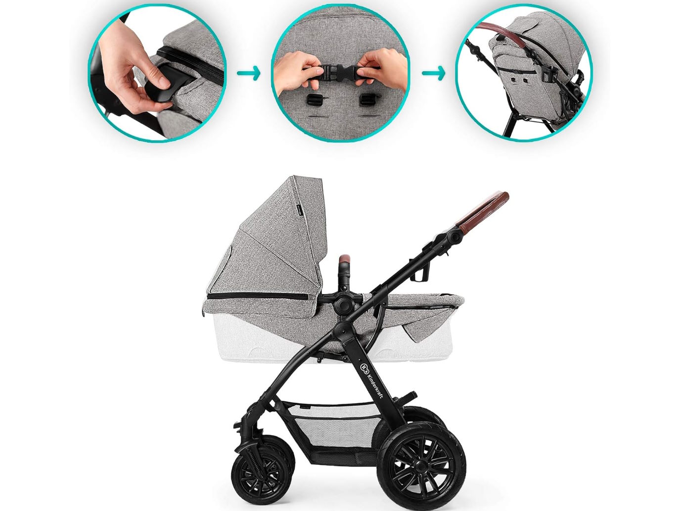 Bộ xe đẩy cho bé Kinderkraft XMOOV3IN1