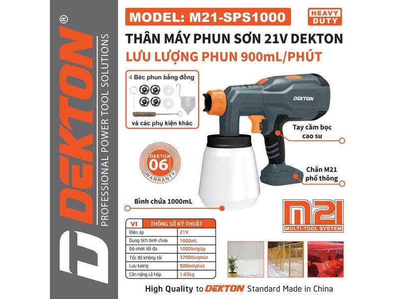 Máy phun sơn Dekton M21-SPS1000 (chưa pin, sạc)