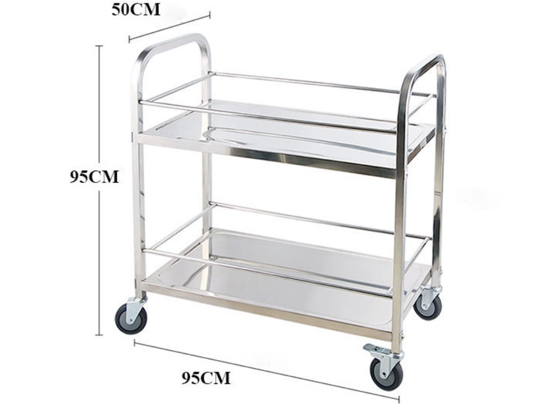 Xe đẩy inox 2 tầng D95 XDI95-2