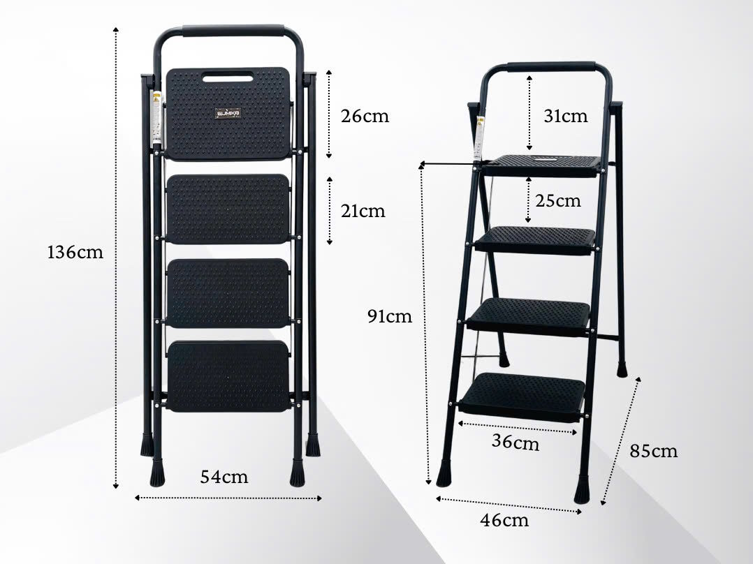 Thang ghế gia đình 4 bậc Sumika A204 (Màu đen, cao 91cm)