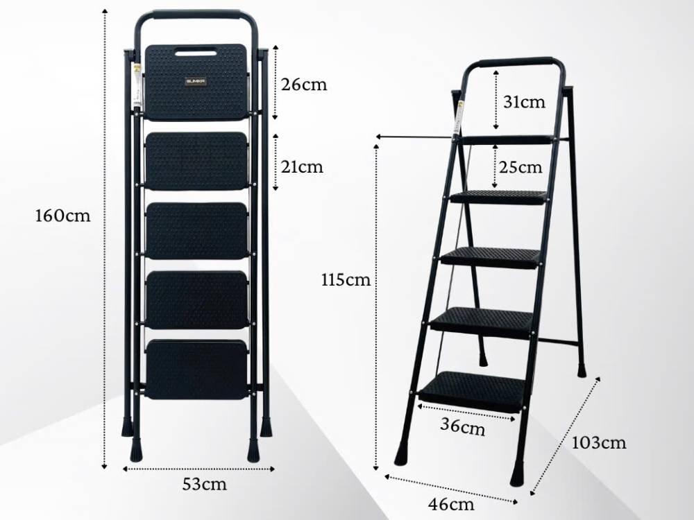 Thang ghế gia đình 5 bậc Sumika A205 (Màu đen, chiều cao 115cm)