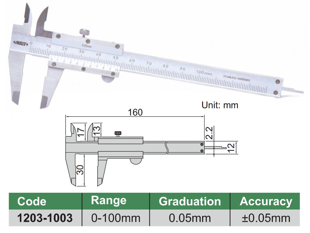 Thước cặp cơ khí mini Insize 1203-1003