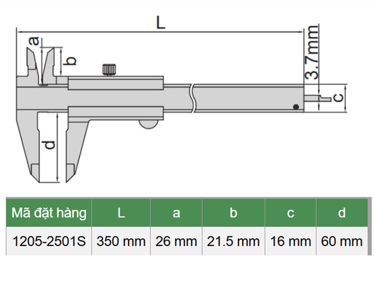 Thước cặp cơ khí Insize 1205-2501S