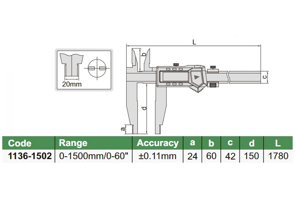Thước cặp điện tử Insize 1136-1502