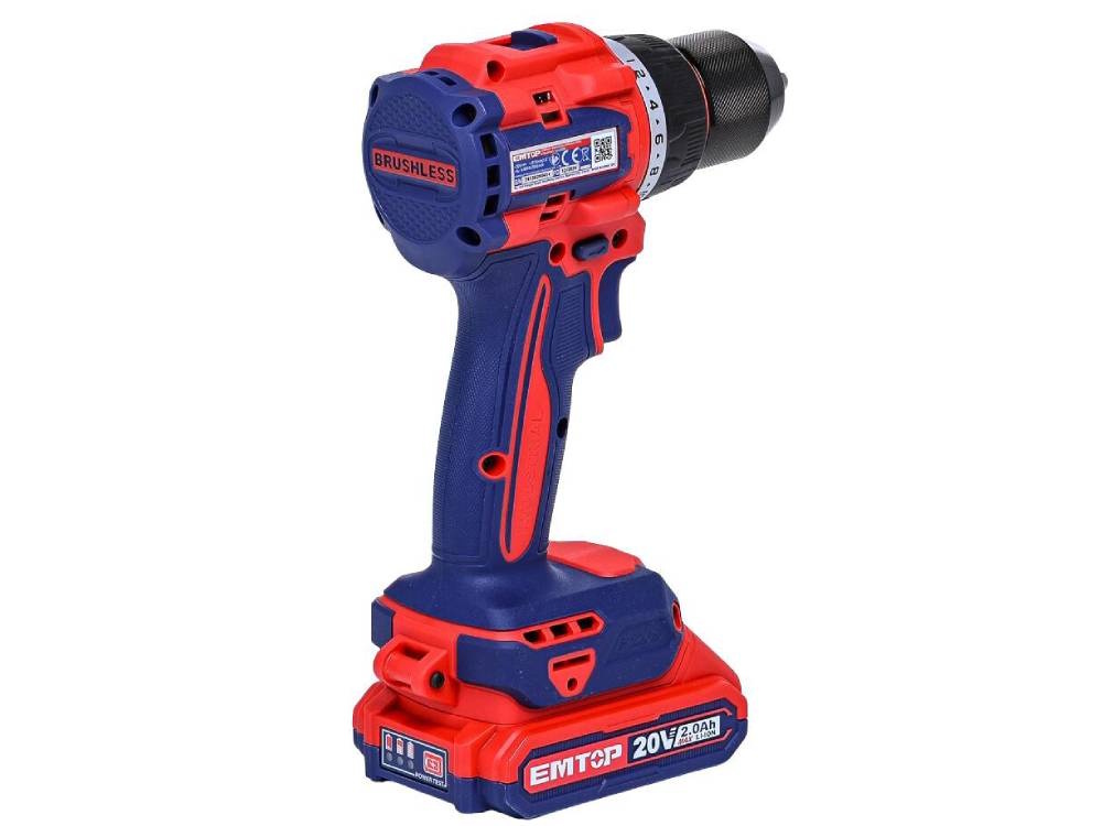 Máy khoan vặn vít dùng pin 20V Emtop ECDL205582 (1 pin 2.0Ah, 1 sạc)
