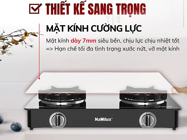 Bếp gas đôi kính cường lực công suất cao NaMilux DL2463PG