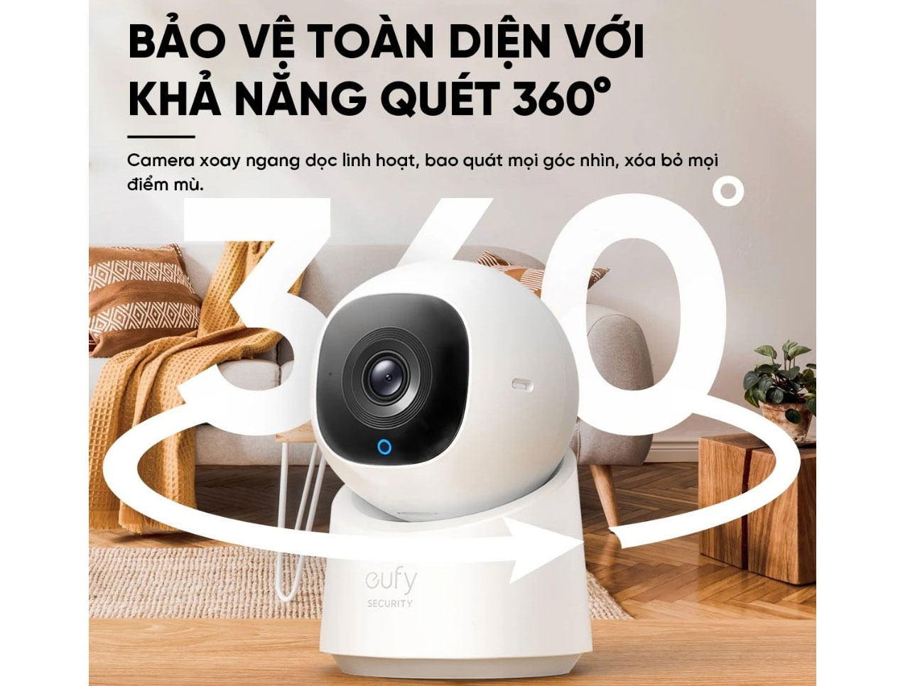 Camera trong nhà Eufy Indoor C210 (xoay 360, tích hợp AI, 2MP)