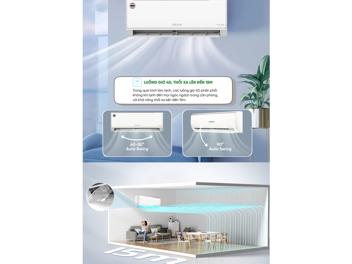 Điều hòa 1 chiều Hikawa Inverter 12.300 BTU HI-VC15S/HO-VC15S