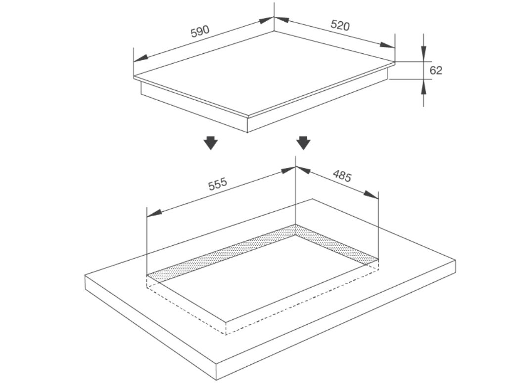 Bếp từ Malloca MI 593 FZ 3 vùng nấu 7400W
