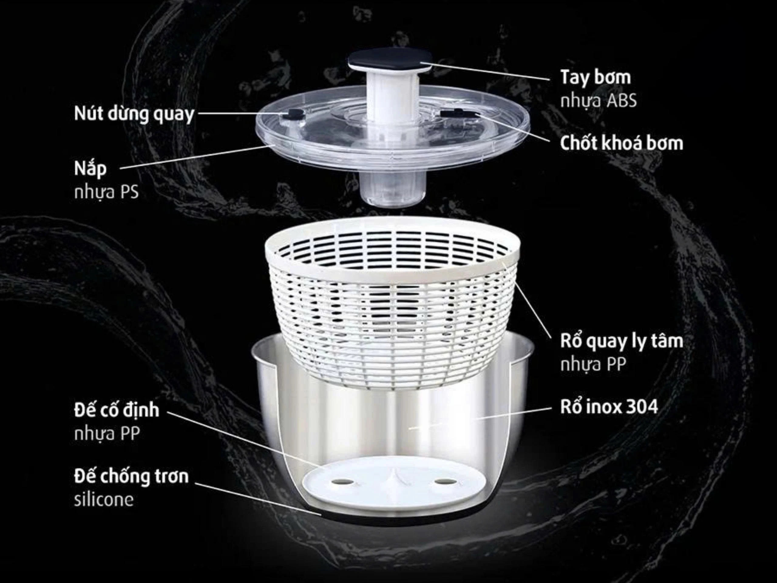 Chậu rổ quay rau cao cấp U Ultty PF360