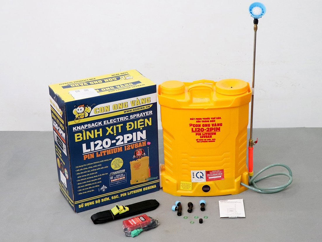 Máy phun thuốc trừ sâu, côn trùng điện Con Ong Vàng Li20 (1 pin)