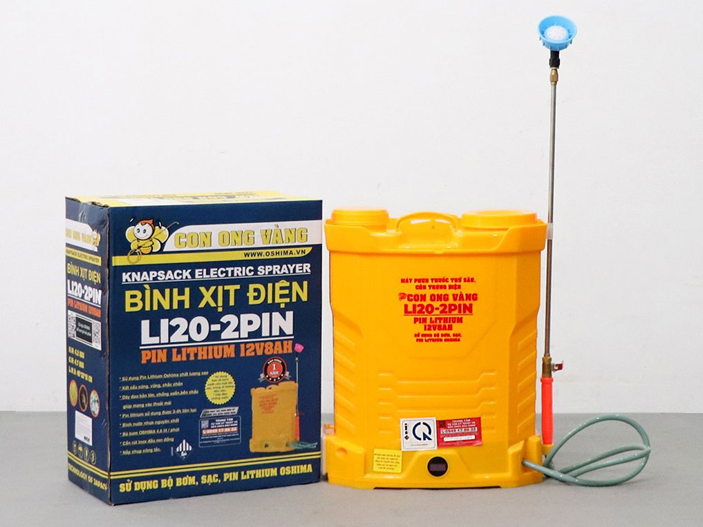 Máy phun thuốc trừ sâu, côn trùng điện Con Ong Vàng Li20 (1 pin)