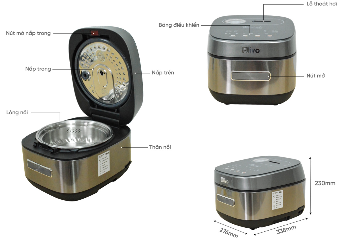 Cấu tạo của nồi cơm điện cao tần Olivo RC900IH Cấu tạo của nồi cơm điện cao tần Olivo RC900IH