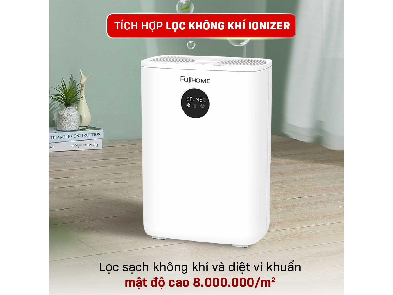 Máy hút ẩm bán dẫn tích hợp lọc không khí Fujihome DHP05-MINI