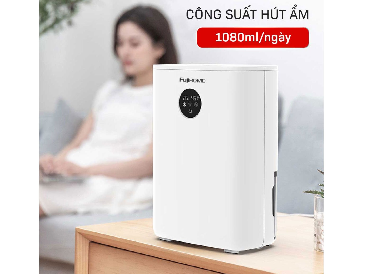 Máy hút ẩm bán dẫn tích hợp lọc không khí Fujihome DHP05-MINI