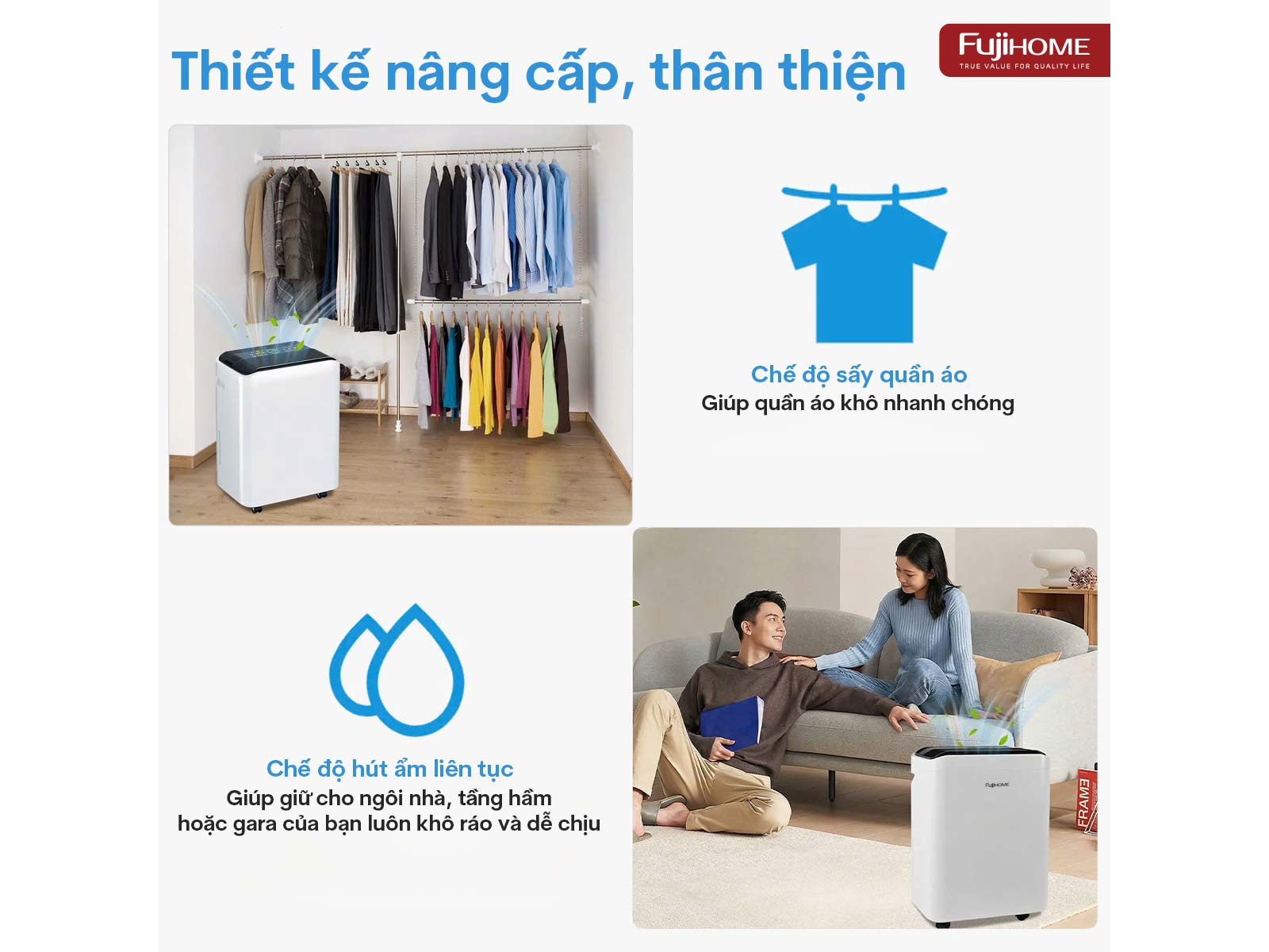 Máy hút ẩm dân dụng Fujihome DH35W-HEPA