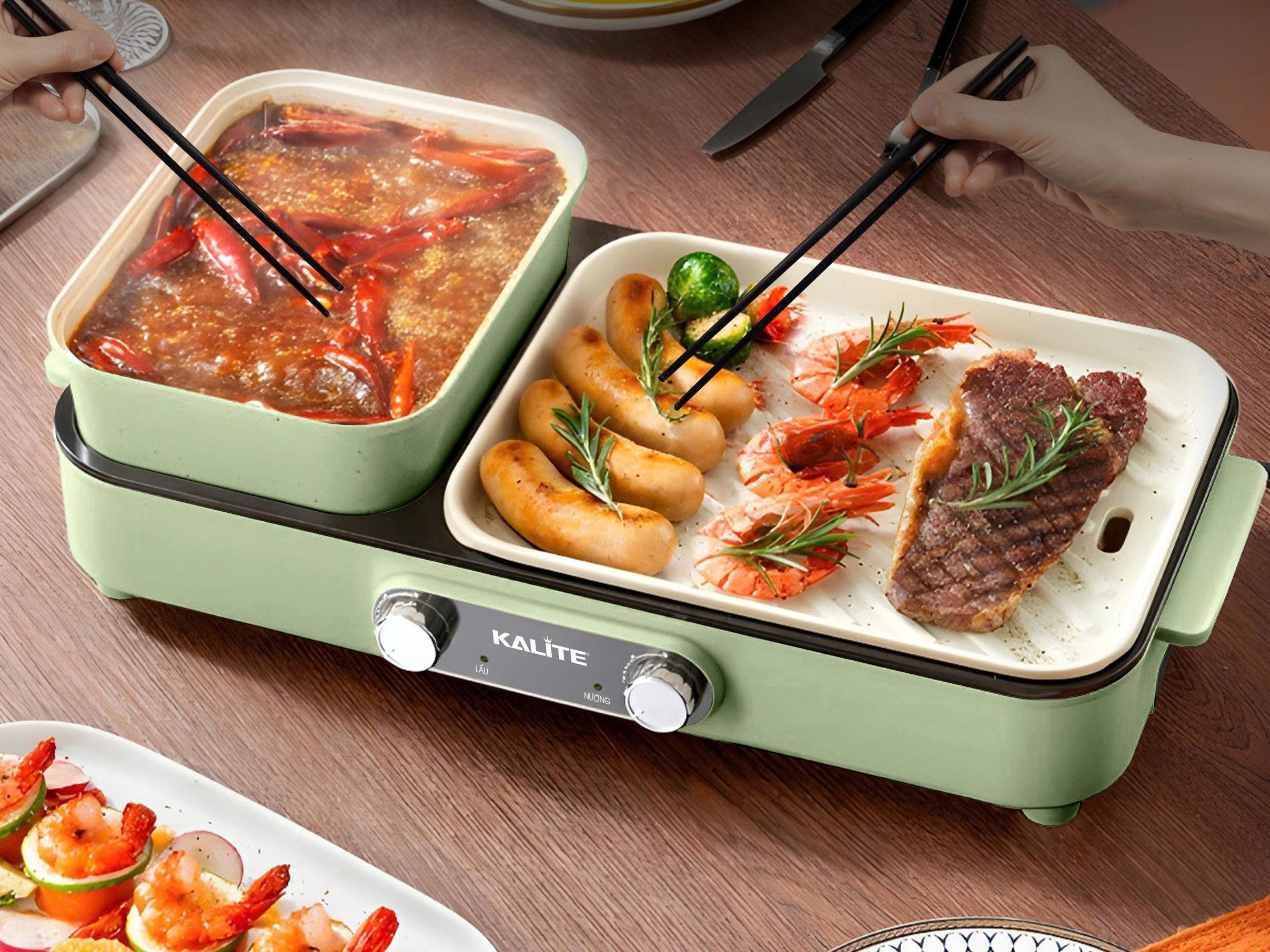 Bếp lẩu nướng 2in1 Kalite KLG333