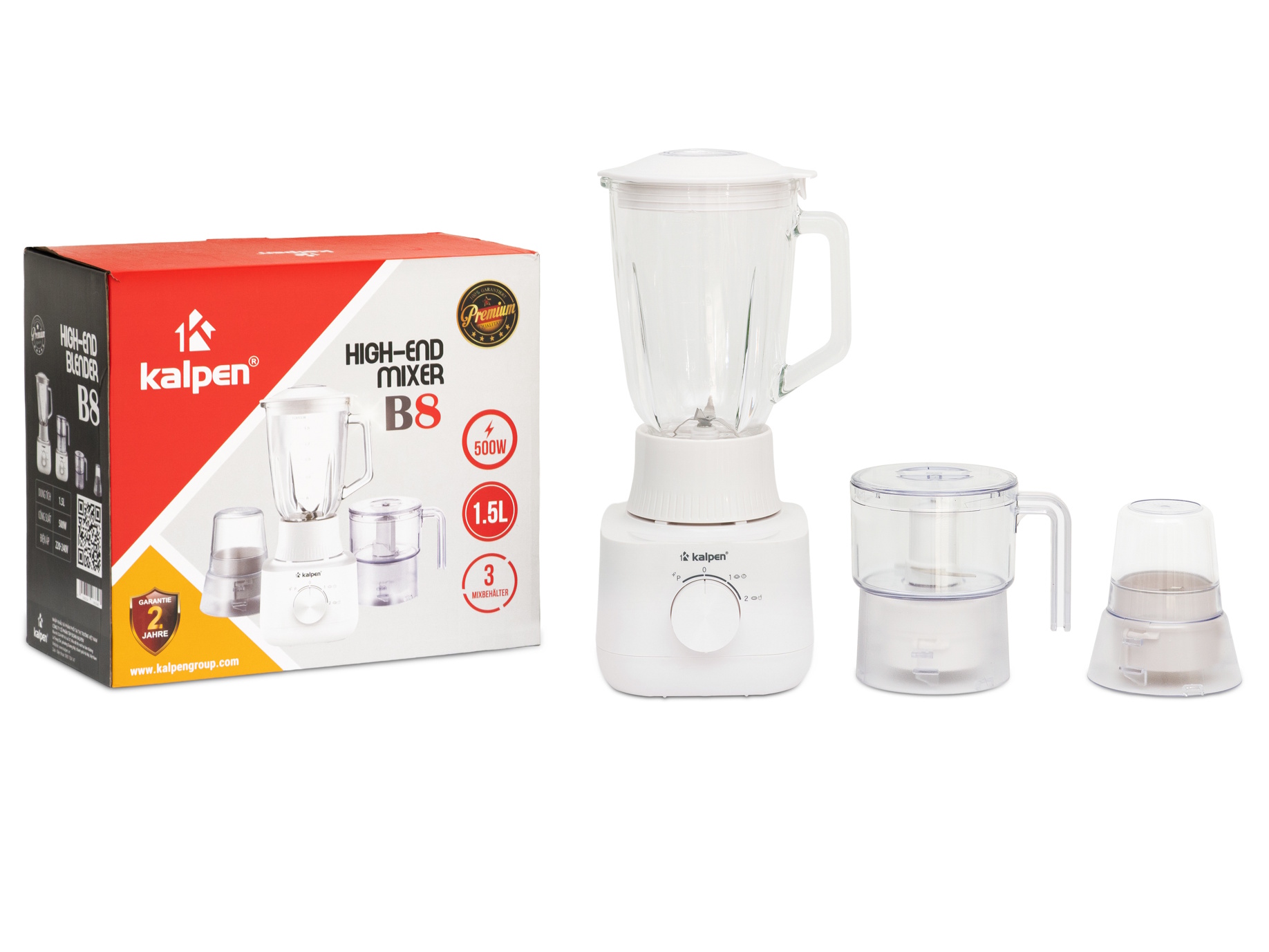 Máy xay đa năng 3 cối thủy tinh Kalpen B8 500W
