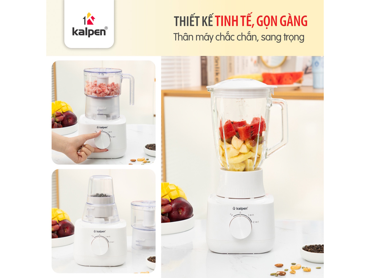 Máy xay đa năng 3 cối thủy tinh Kalpen B8 500W