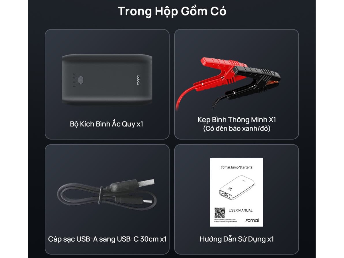 Bộ kích bình điện ắc quy xe ô tô 70mai PS07