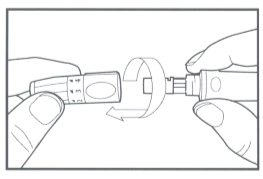 Lắp kim vào bút lấy máu của máy đo đường huyết MediSmart Sapphire Lắp kim vào bút lấy máu của máy đo đường huyết MediSmart Sapphire