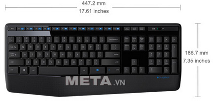 Kích thước bàn phím không dây Logitech MK345