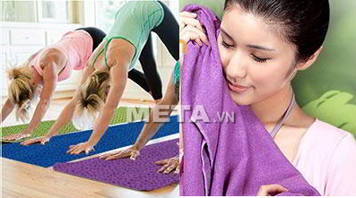 Khăn trải thảm Yoga có khả năng bám dính tốt.