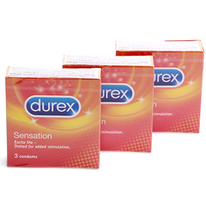 Bộ 3 hộp bao cao su Durex Sensation (1 hộp 3 chiếc - 3 hộp 9 chiếc)