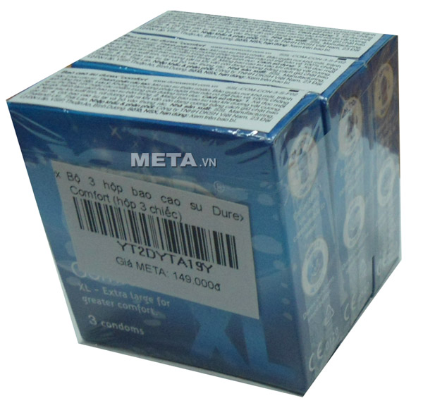 Bộ 3 hộp bao cao su Durex Comfort thiết kế kích cỡ vừa vặn với những cậu bé