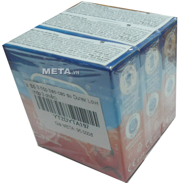 Bộ 3 hộp bao cao su Durex Love (1 hộp 3 chiếc - 3 hộp 9 chiếc) là loại bao cao su có gân