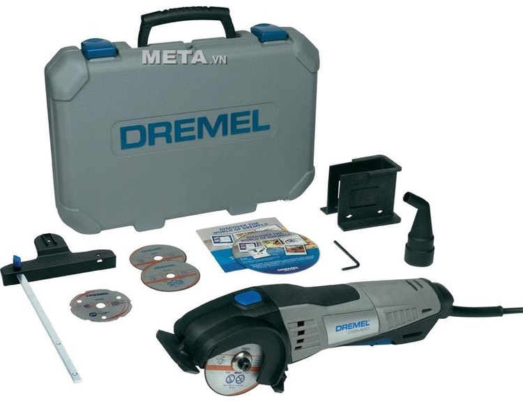 Máy cưa đĩa 3 inch Dremel SAW-MAX gồm: 1 máy, 4 lưỡi đi kèm, các phụ kiện của máy, 1 hộp nhựa.